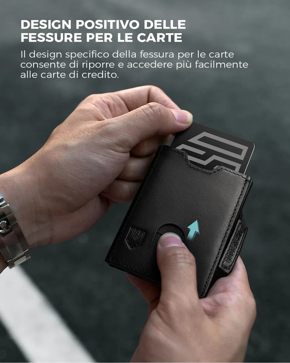 DODENSHA Portafoglio Uomo Piccolo Sottile | Porta Carte Credito | Portafoglio uomo con Portamonete XL | Portafoglio con Blocco RFID | 2 Porta Banconote e 7 Fessure per Carte e Slot ID | Nero-Upgrade