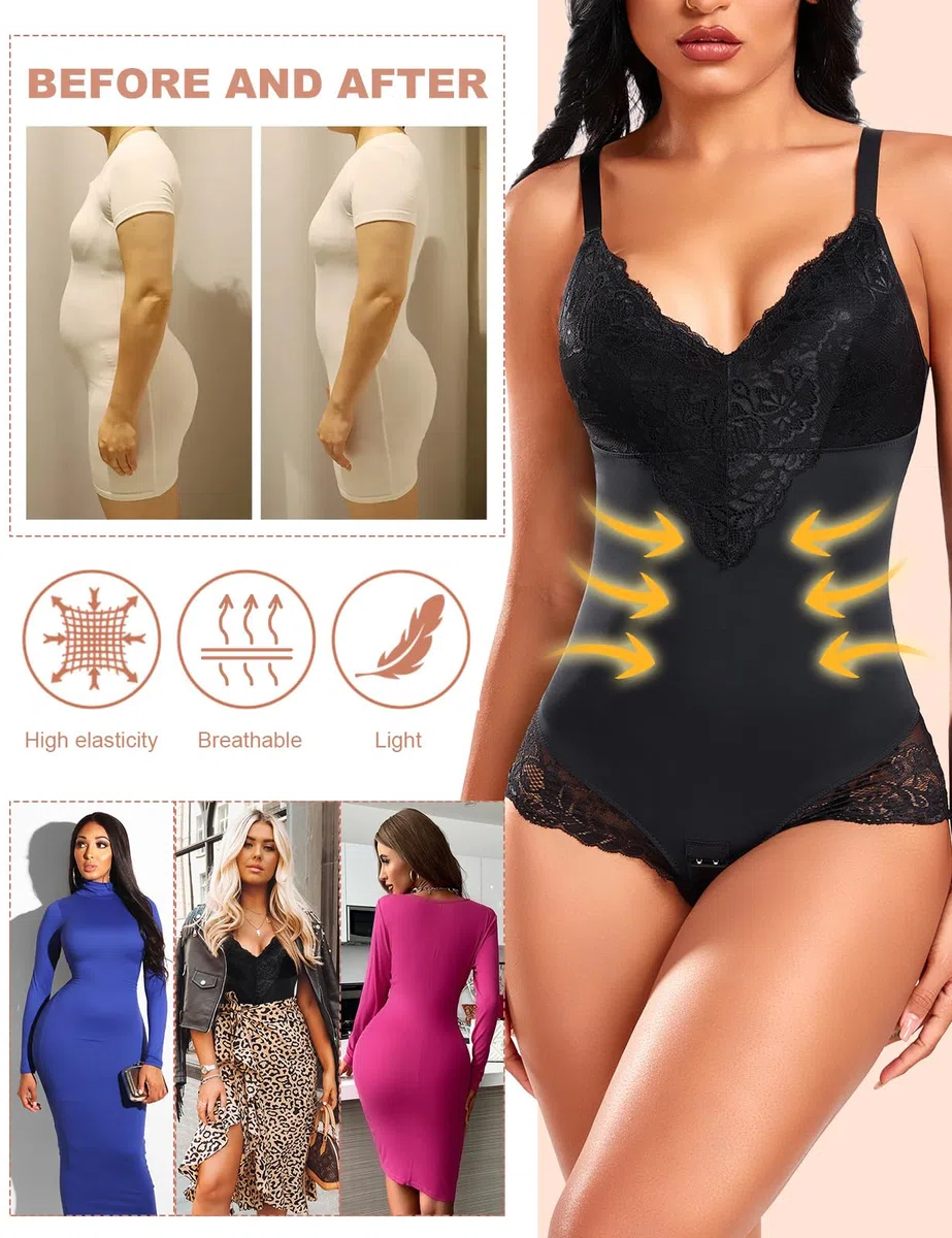 Body Contenitivo Modellante Donna Pizzo Bodysuit Shapewear Contenitivo Intimo Snellente Modellante Shapewear Pancia Piatta Invisibile Body Shaper