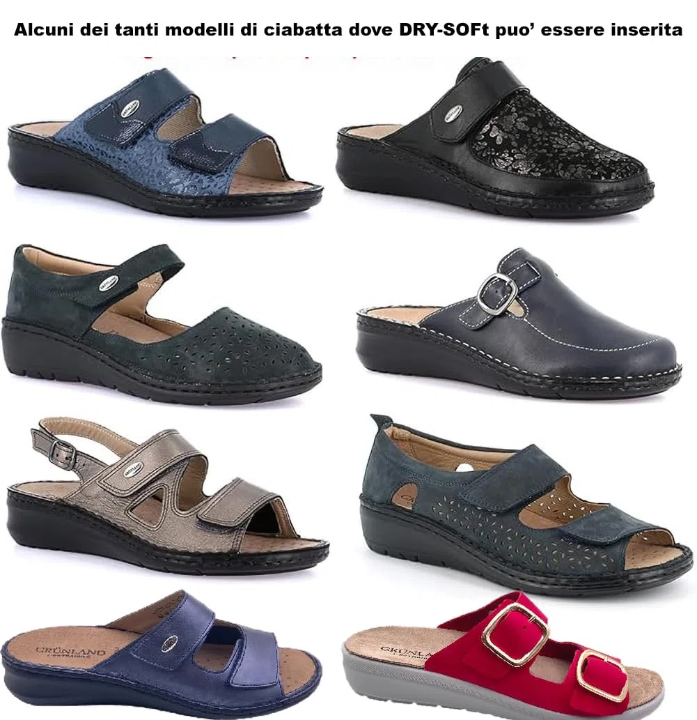 GRUNLAND soletta plantare DRY SOFT estraibile lattice traspirante e pelle di ricambio scarpe ciabatte donna per tanti modelli grunland (natural, 40)