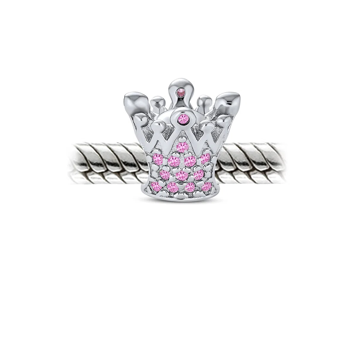 Bling Jewelry Principessa Regina Corona Royalty Rosa Fucsia Cristallo Charm .925 Argento Perlina Per Bracciale Europeo Per Donne
