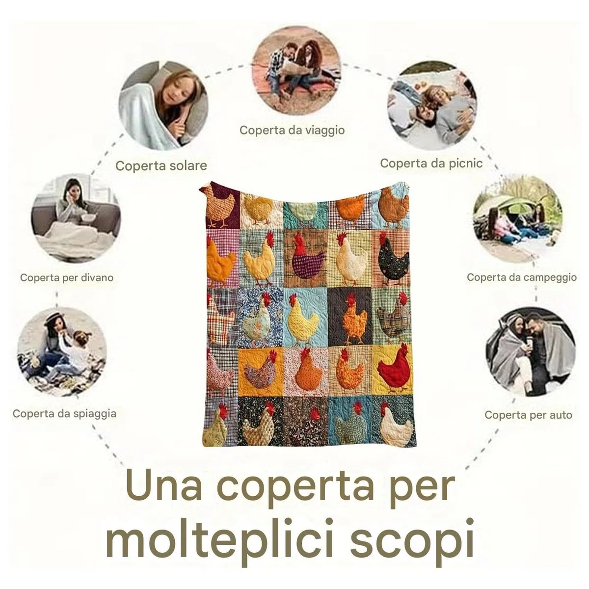 Coperta Gallo - Trapunta Morbida e Traspirante Trapunta Lavabile in Lavatrice | Carina A Tema Gallina | Per Famiglia Picnic Divano Interno Casa Camera Da Compleanni Inaugurazione Casa