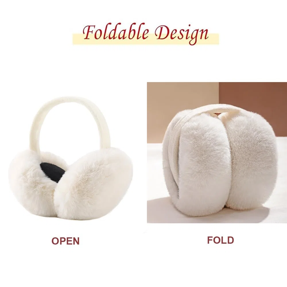 Paraorecchie Invernali da Donna Plush Pieghevoli per Calore delle Orecchie in Pelliccia Sintetica Calde per Il Freddo Peluche Earmuffs per Ragazze Donne