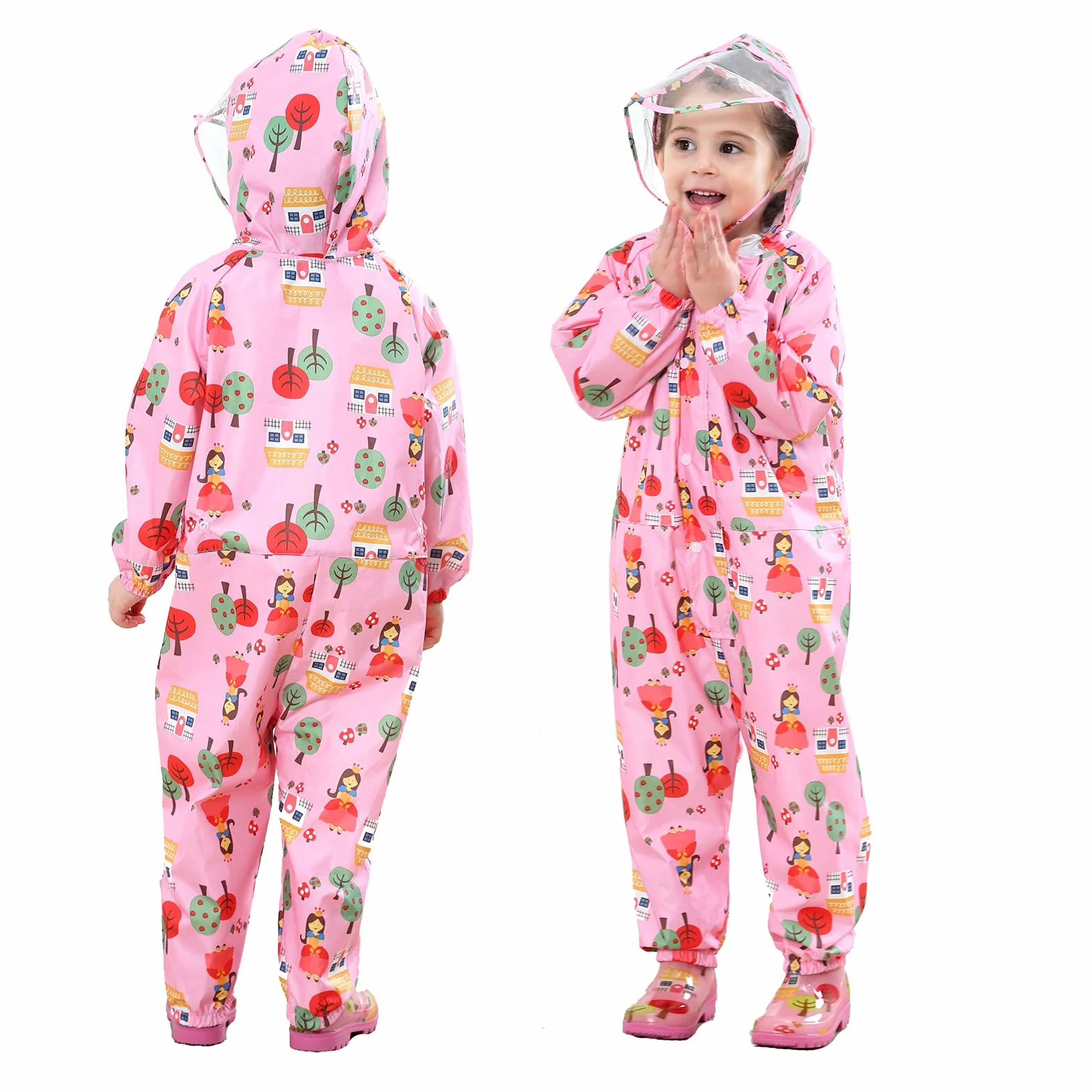 Impermeabile Pioggia Bambino Impermeabile Antipioggia Tuta Bambini Con Cappuccio Ragazze Ragazzi Poncho Portatile Jogging Tutto in Uno Giacche Impermeabili Bimba Bimbo Unisex 1-7 anni