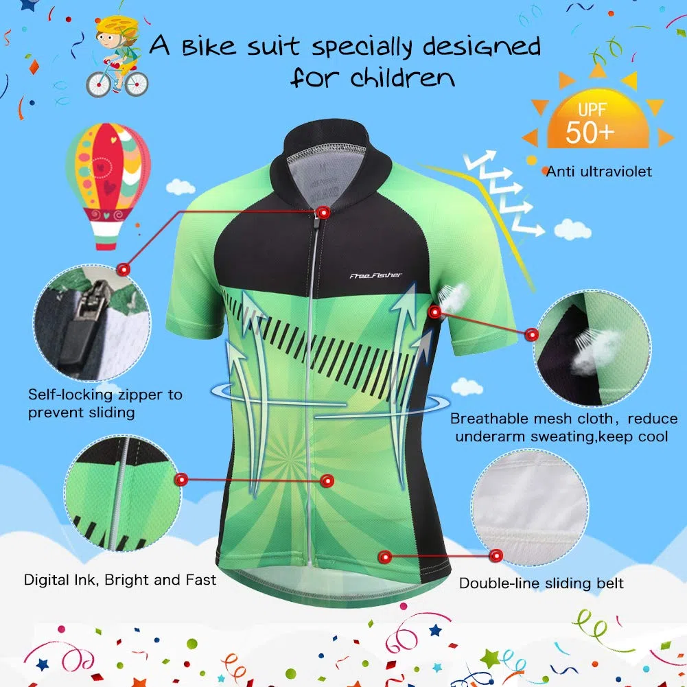 Unisex Bambino/Bambina Sportiva Maglia e Pantaloncino Shorts Ciclismo Bicicletta