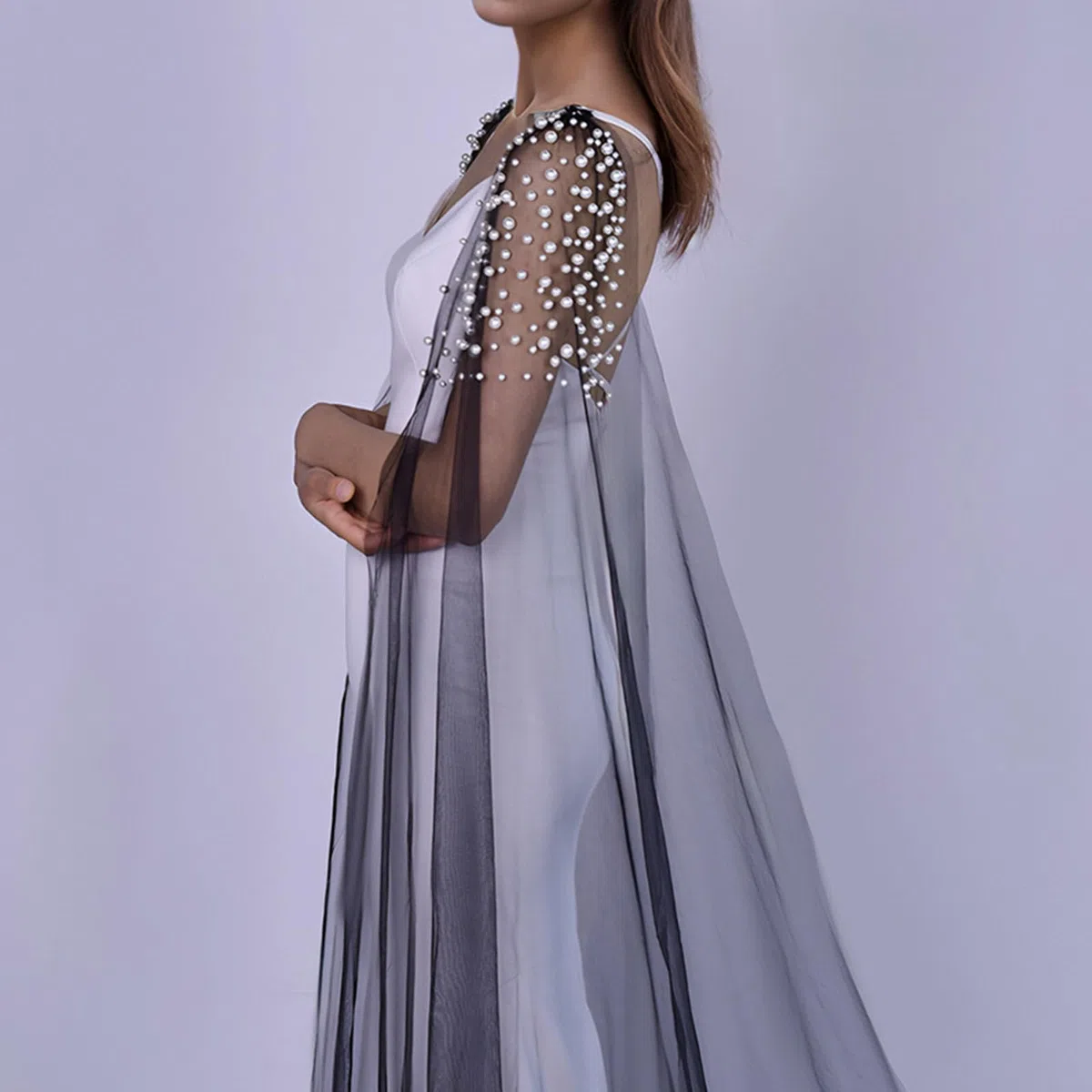 velo da spalla, eleganti maniche per braccio da donna perle artificiali abito velo a spalla maniche lunghe maniche da sposa maniche per sposa - bianco