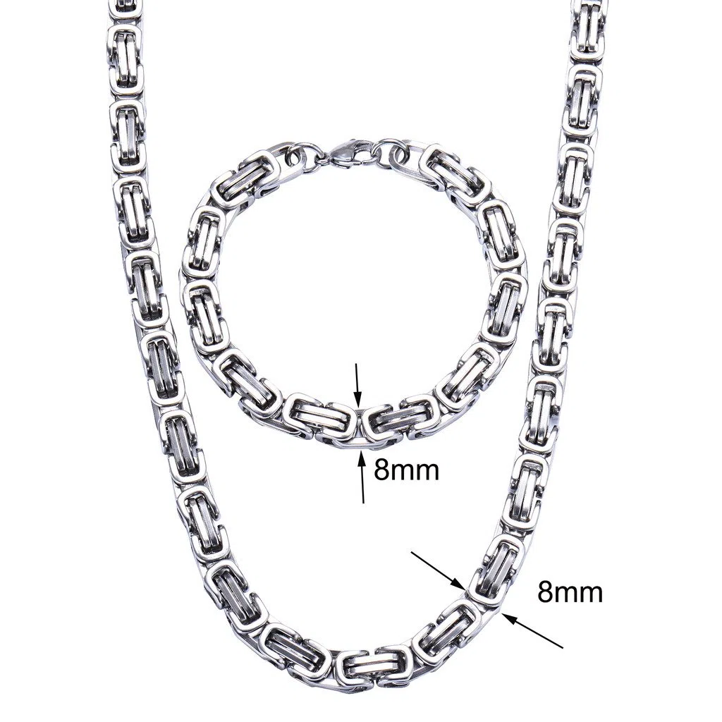 Gioielli Acciaio Inossidabile Uomo Collana Catena e Bracciale Set - 60CM Collana,21.5CM Bracciale