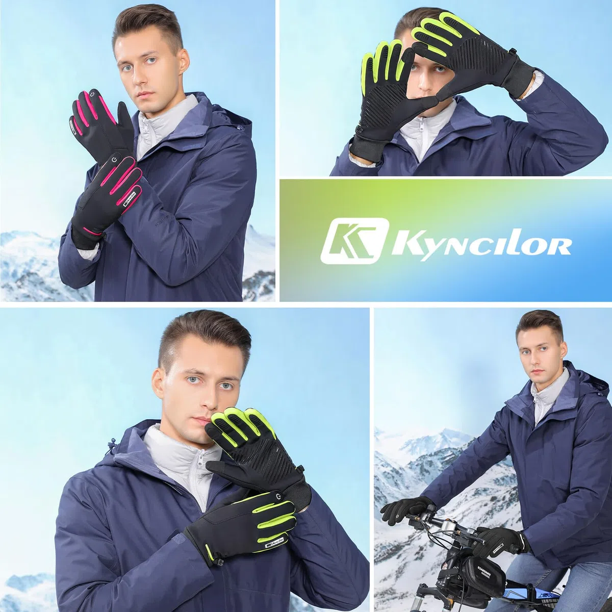 Guanti Invernali Impermeabili Uomo,Guanti Moto Invernali Donna, Fodera Soffice, Touch Screen, Silicone Antiscivolo, Guanti Termici per Sci, Bici, Corsa