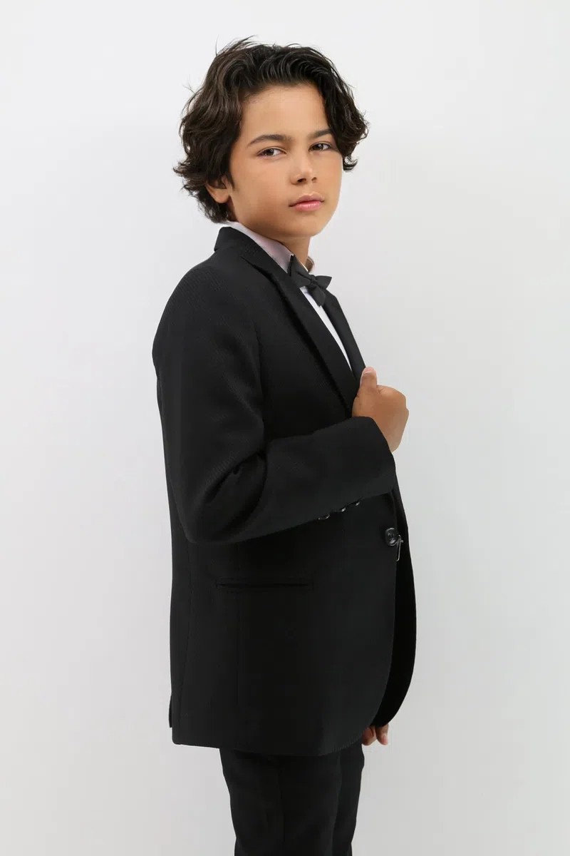 SIRRI Blazer Monopetto in Tweed Testurizzato per Ragazzi – Giacca Casual Elegante e Formale per Occasioni Speciali