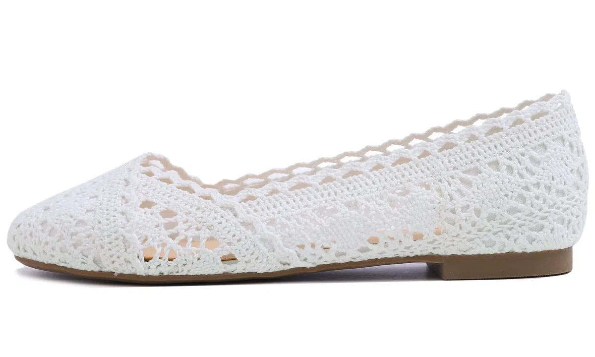 Feversole Round Toe Crochet Ballet Crochet Flats Women's Comfy Breathable Shoes