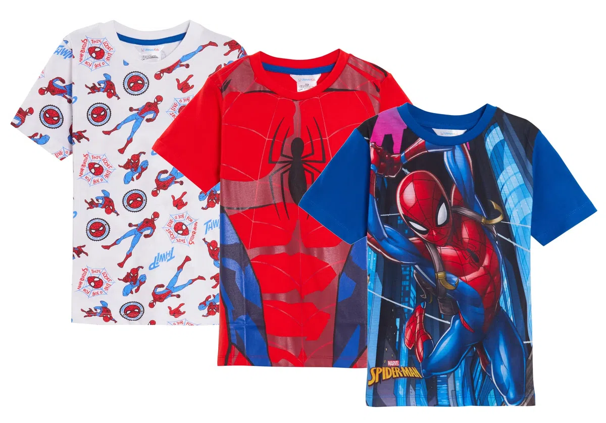 Set di 3 t-Shirt Spiderman per Ragazzi, Top per Travestimento Marvel per Bambini, t-Shirt a Maniche Corte, Multipack.