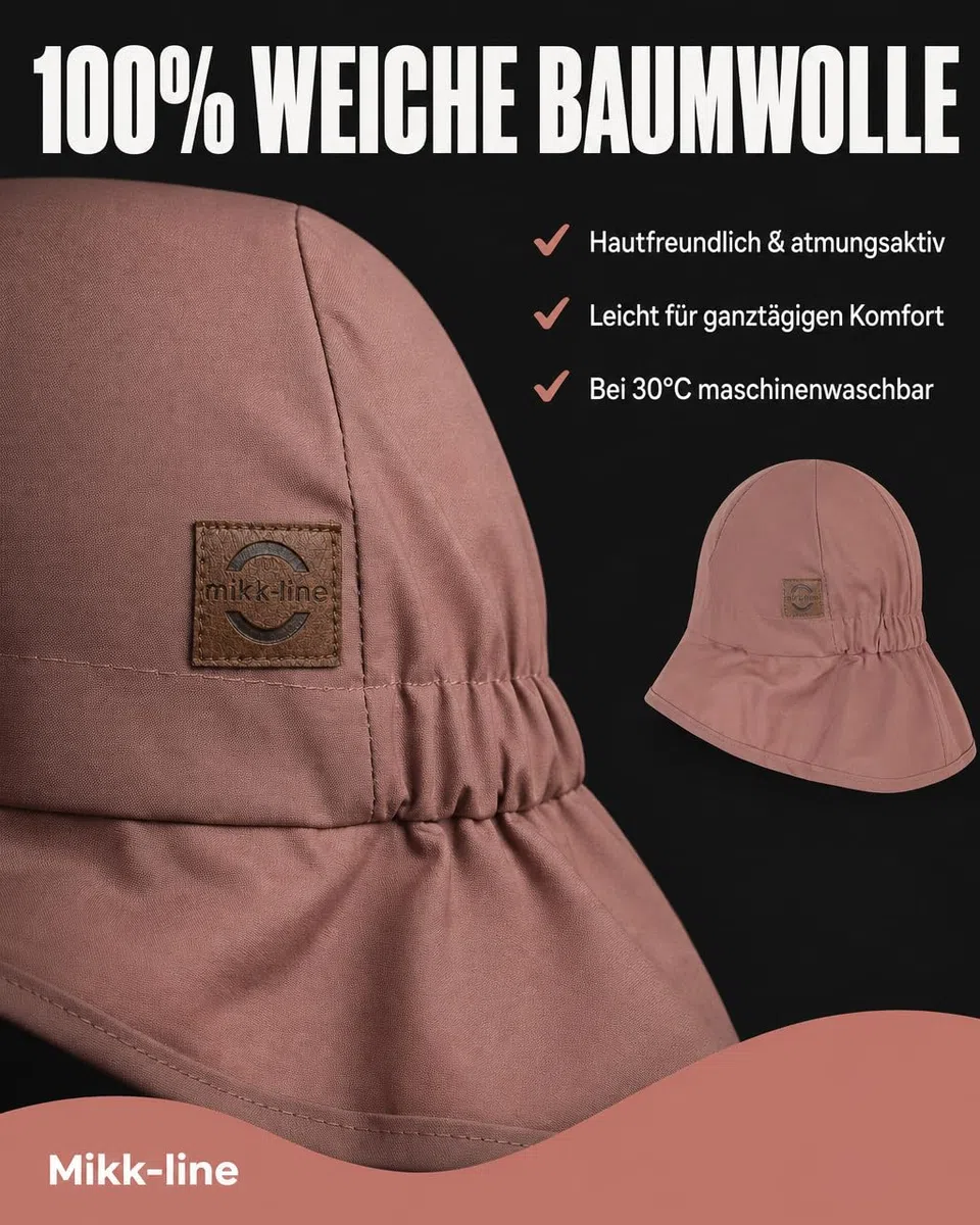 Mikk-line Cappello da sole per bambini, protezione UV 50, protezione per il collo, cappello da sole per bambini, per ragazze e ragazzi, berretto estivo leggero per una protezione ottimale, traspirante