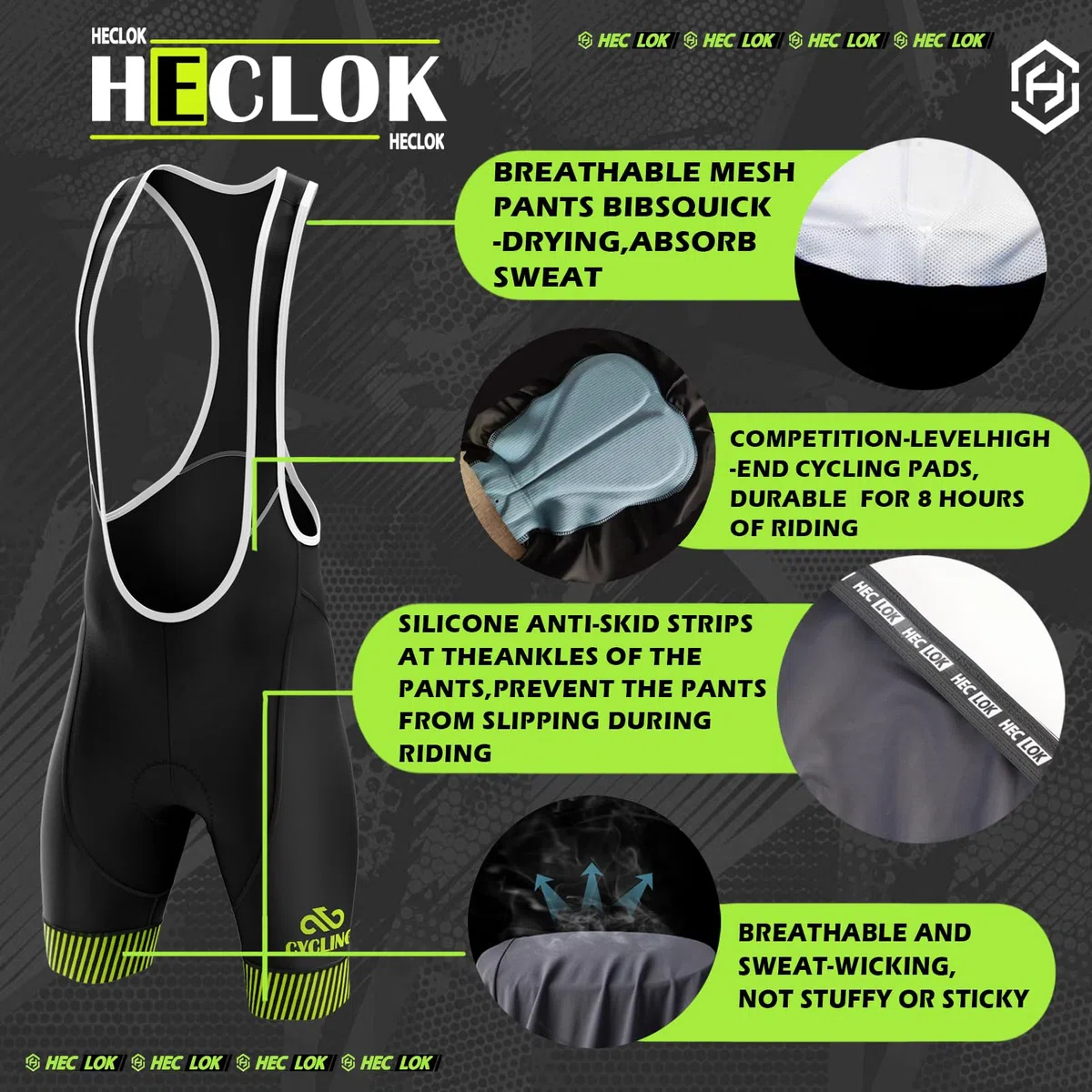 Completo Ciclismo Uomo - Maglia Manica Corta + Pantaloncini con Fondello - Abbigliamento Bici Strada e MTB - Tessuto Traspirante e Anti-Sudore - 4 Pezzi per Estate