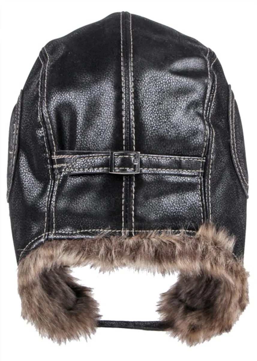 GIBZ Cappello Aviatore in Pelliccia Uomo Donna con Earflap Caldo Berretto Russo in Pelle Antivento per Inverno