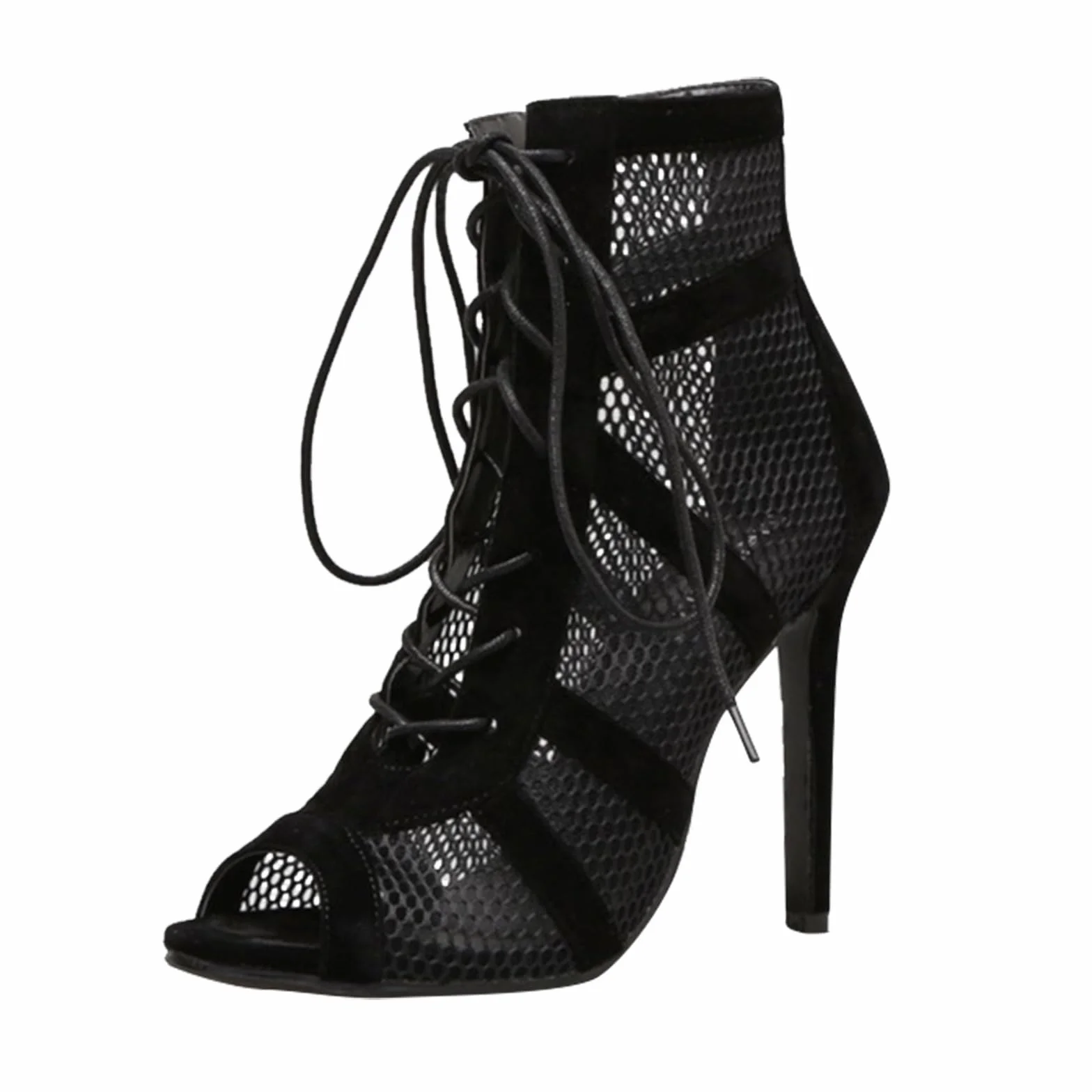 Scarpes Heels Dance Class Bootie Scarpe da Ballo Donna con Tacco Alto Sexy in Rete Eleganti Decollete Scarpe Tacco Donna Punta Aperta con Lacci 7/10 cm per Dance Performance