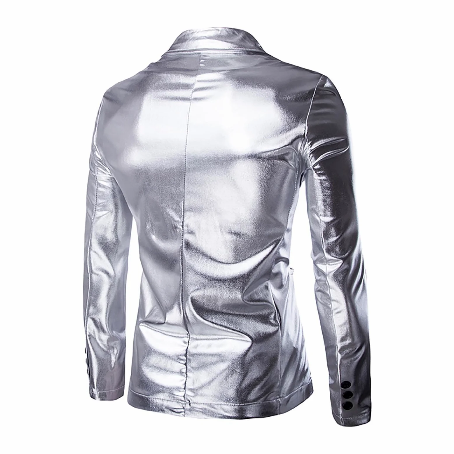 Generisch Costume da smoking da uomo, 2 pezzi, slim fit, per feste, discoteca, carnevale, giacche metalliche lucide, pantaloni da notte