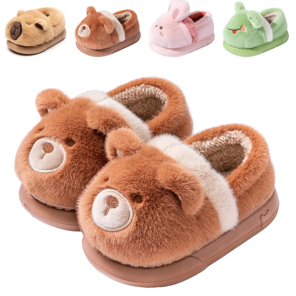 DRECAGE Pantofole per Bambino e Bambina Invernali, Calde Ciabatte in Peluche da Casa con Design Cartone Animato Ragazzi Ragazze