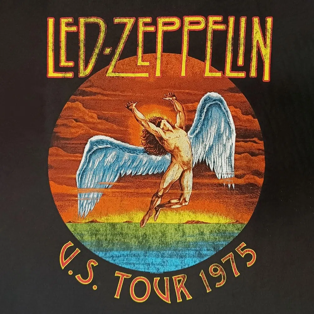 Led Zeppelin T-Shirt U.S. Tour 1975. Maglietta Ufficiale. Band Rock. Maglia Unisex Adulto Ragazzo.