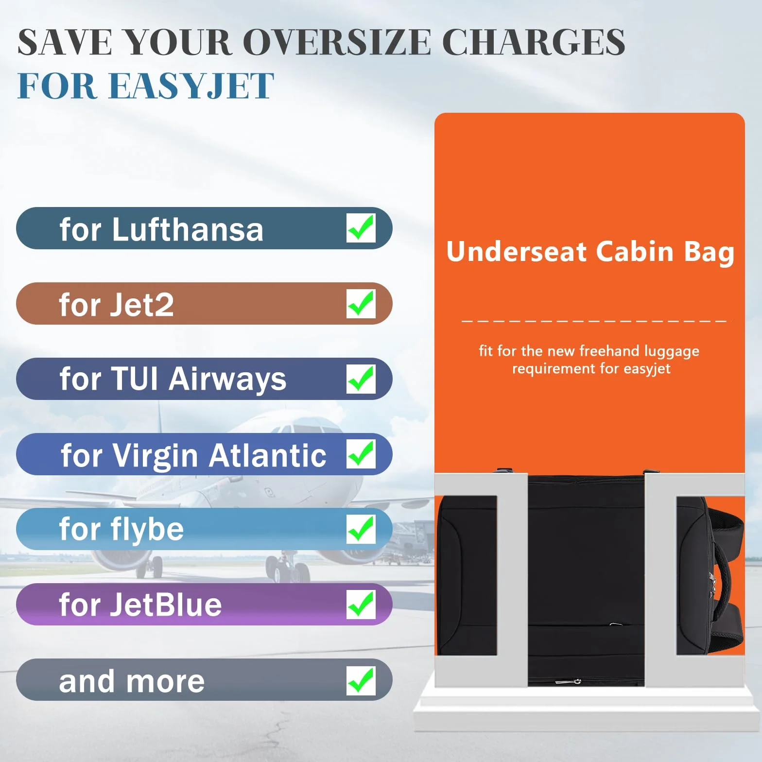 Hayayu Bagaglio A Mano per Easyjet 45x36x20 Borse da Cabina per Easyjet 45x36x20 Valigia 32L Zaino da Viaggio Aereo Bagaglio A Mano Con Tasca Antifurto Cabina Viaggio Zaino per Computer 15,6