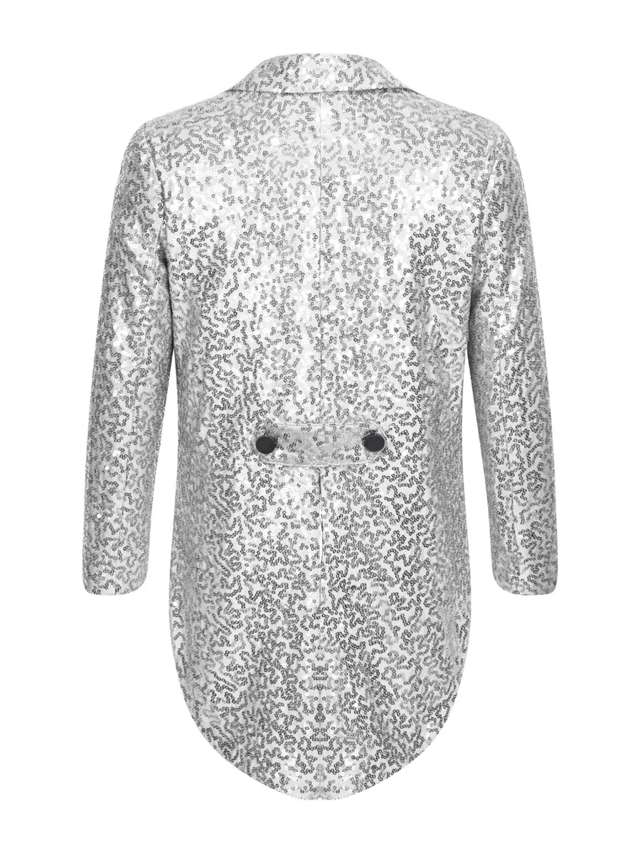 Blazer da Abito Blazer Lucido da Bambino Ragazzo Tailcoat da Cerimonia Cappotto Blazer da Prestazioni sul Palco Paillettes Carnevale Mascherata