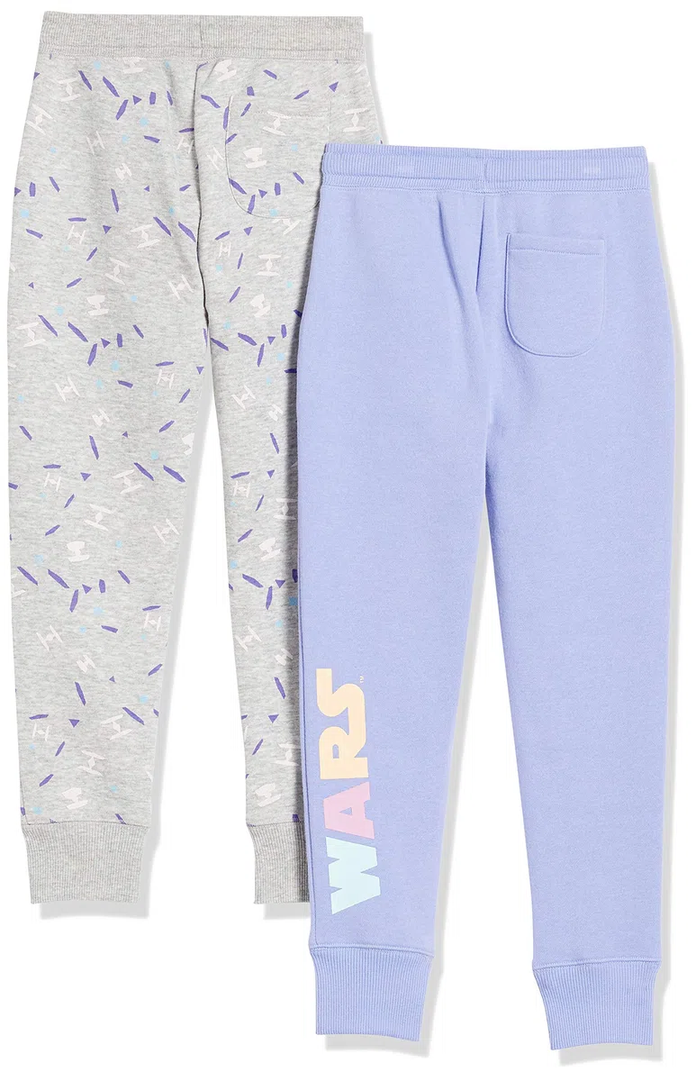 Amazon Essentials Disney | Marvel | Star Wars | Frozen | Princess Pantaloni Sportivi Jogger in Pile (precedentemente Spotted Zebra) Bambine e Ragazze, Pacco da 2