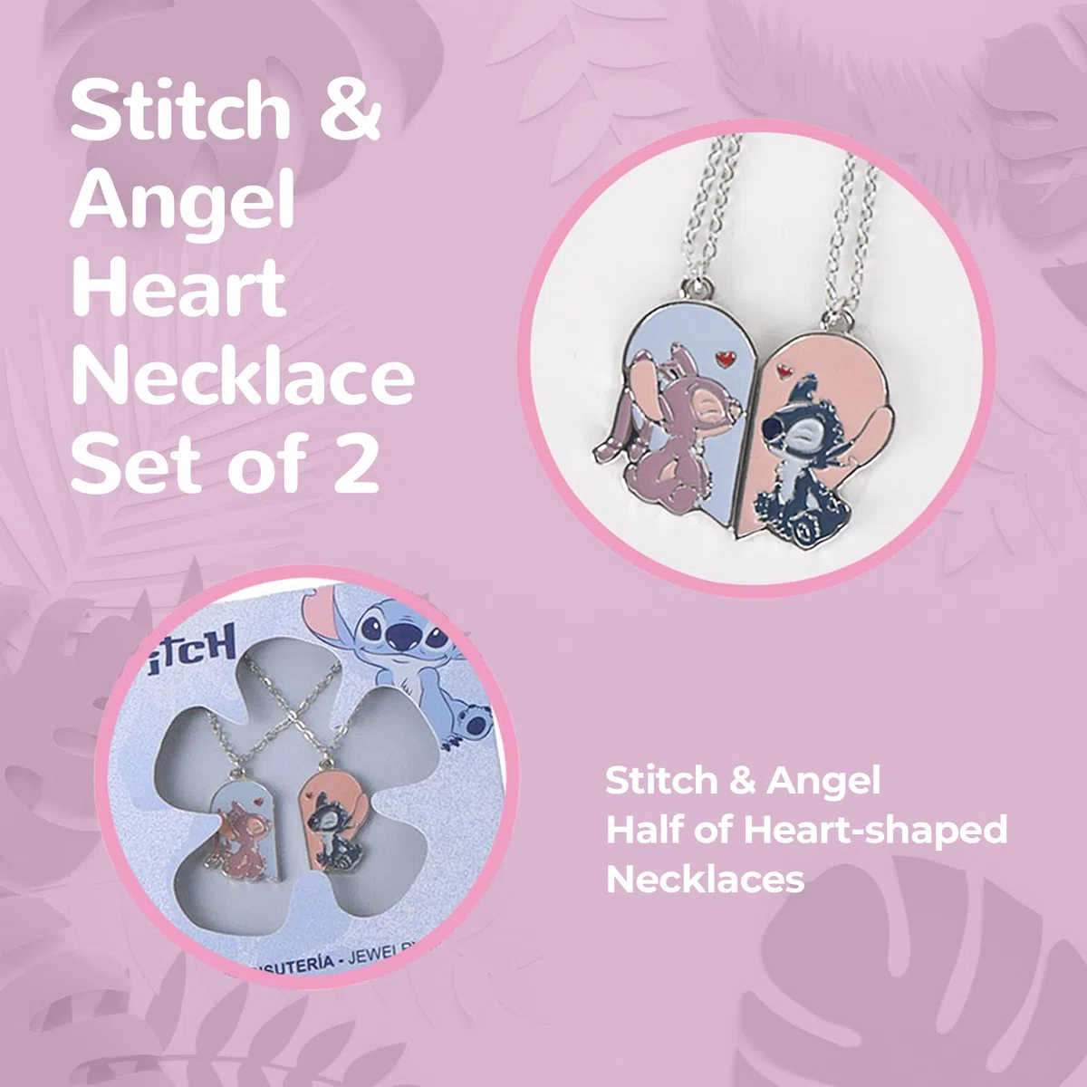 Disney Lilo & Stitch - Set di 2 Collane Cuore - Collane Migliori Amiche - Gioielli per Bambini Lilo & Stitch - Idea Regalo per Ragazza