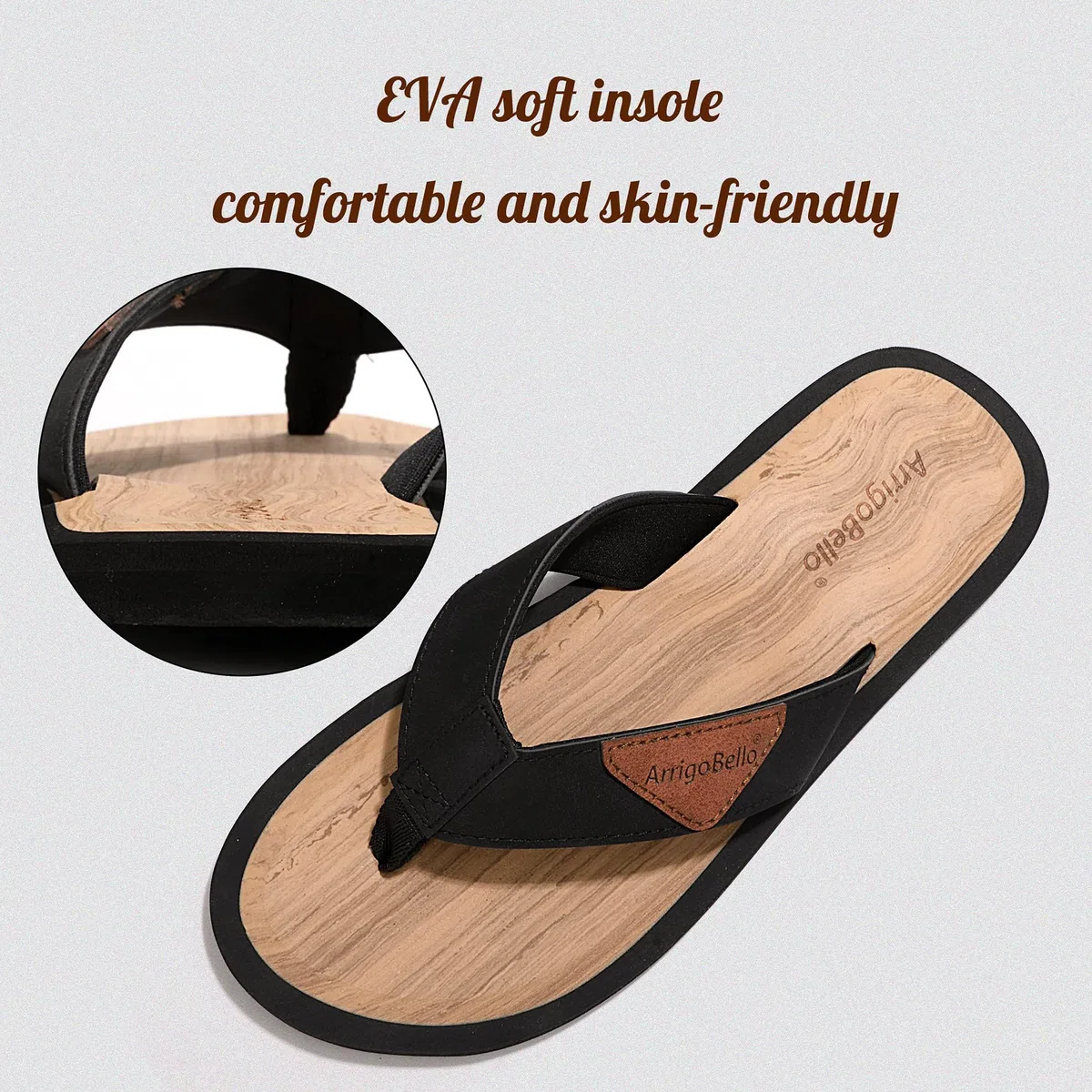 ARRIGO BELLO Infradito Uomo Pelle Ciabatte Mare Eleganti Cuoio Sandali Estive Piscina Antiscivolo Flip Flops Taglia 41-46