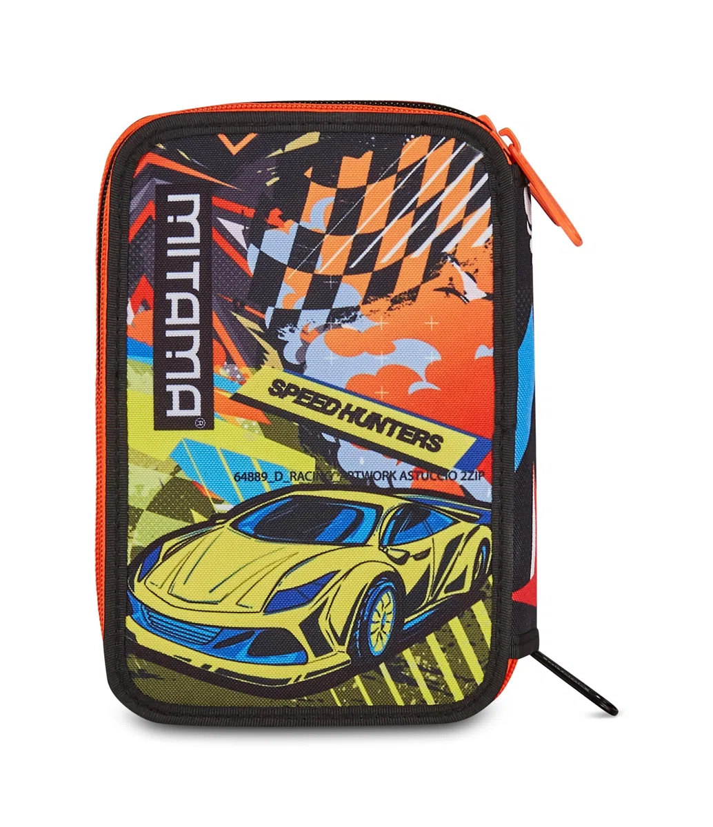 Mitama Astuccio Scuola 3 Scomparti, TRIPLO MITADRIFT, Contenuto 47 pz, Completo di Matite, Pennarelli, Portapenne Scuola Elementare Bambino