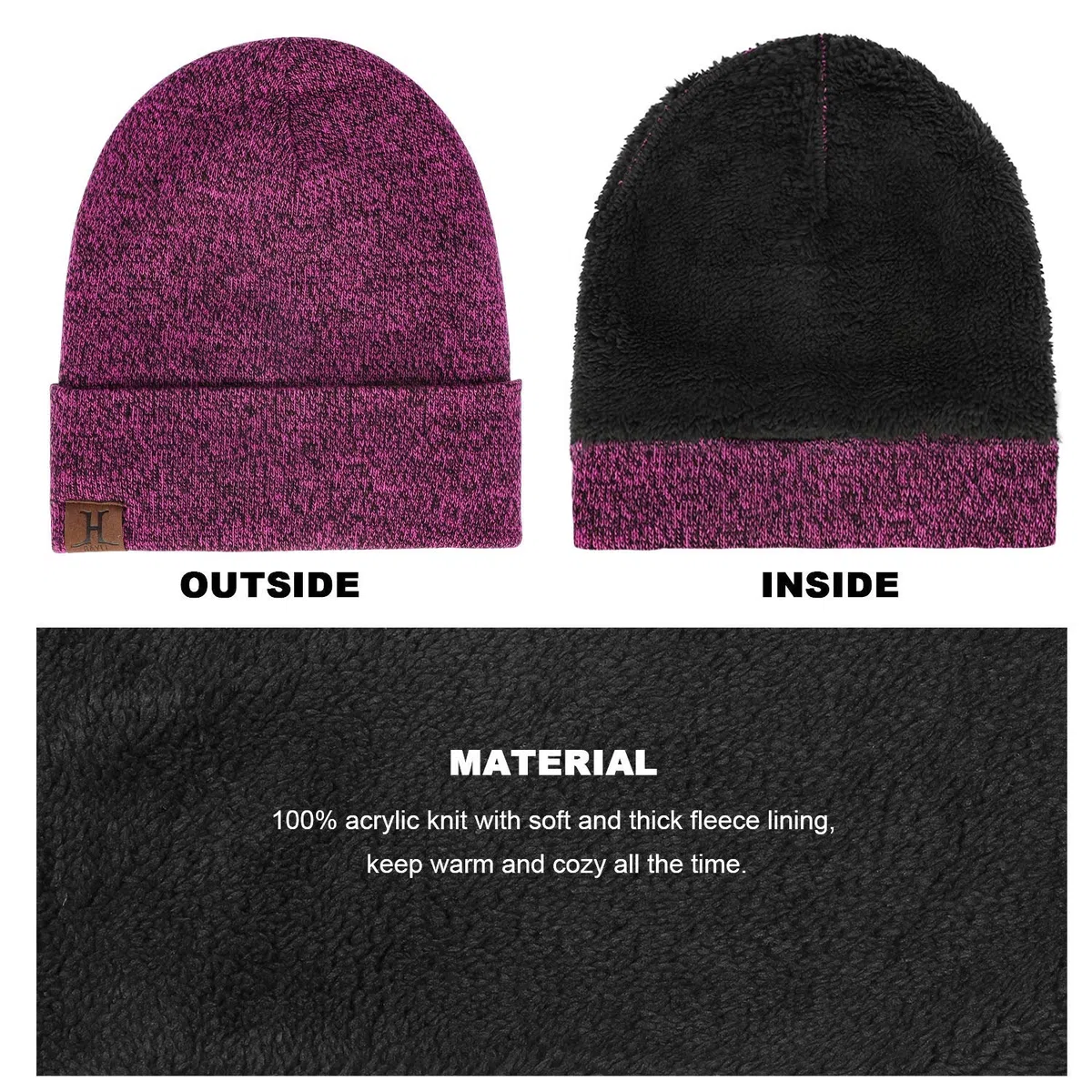 TAGVO Winter Beanie Hat, Scarf, Touch Screen Gloves 3 in 1 Kit di Accessori Caldi, Interna Morbido, Berretto Elasticizzato in Maglia per Berretto, Scaldacollo Elastico, 3 Dita Guanti Touch Screen