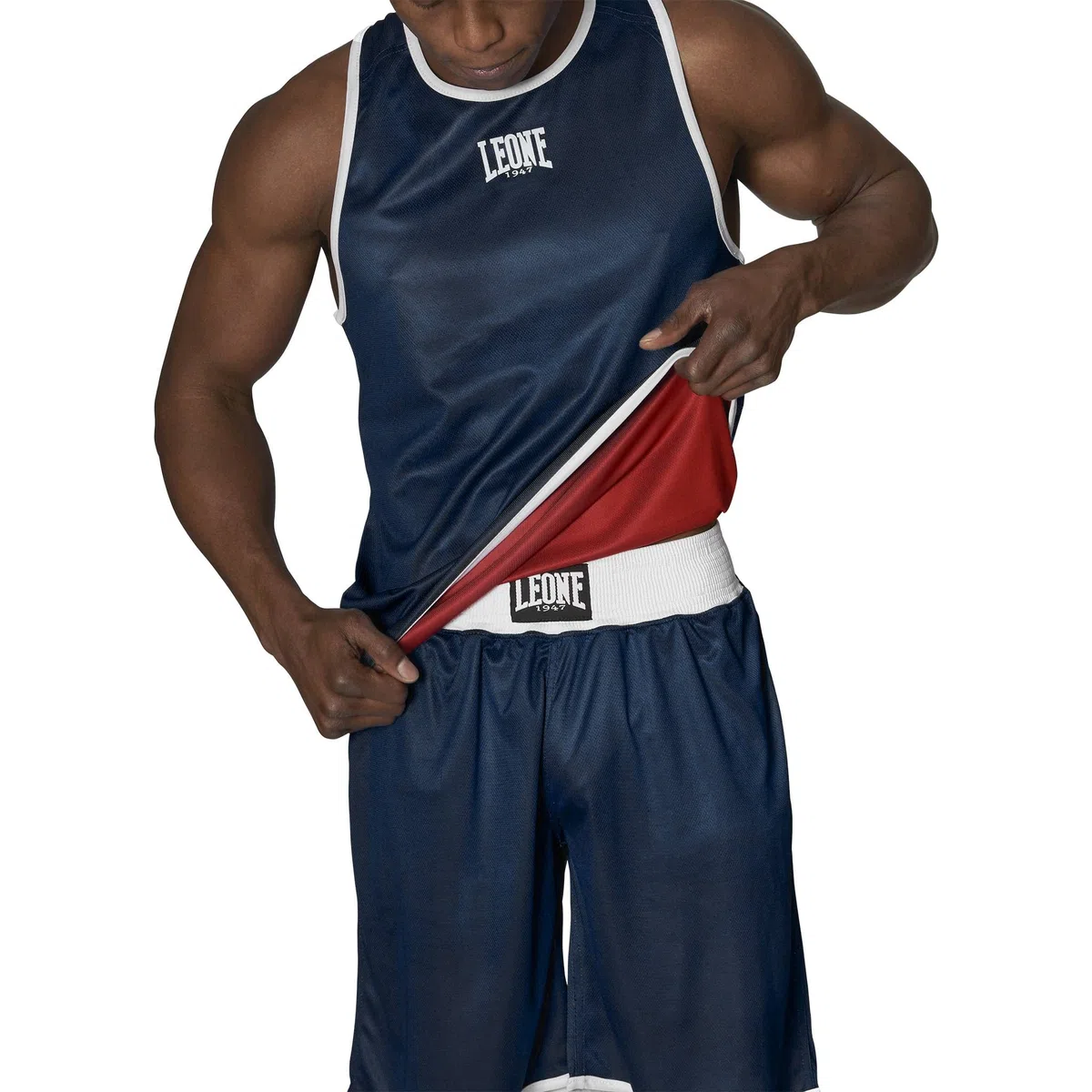 LEONE 1947, AB214, Canottiera Boxe Rosso/Blu