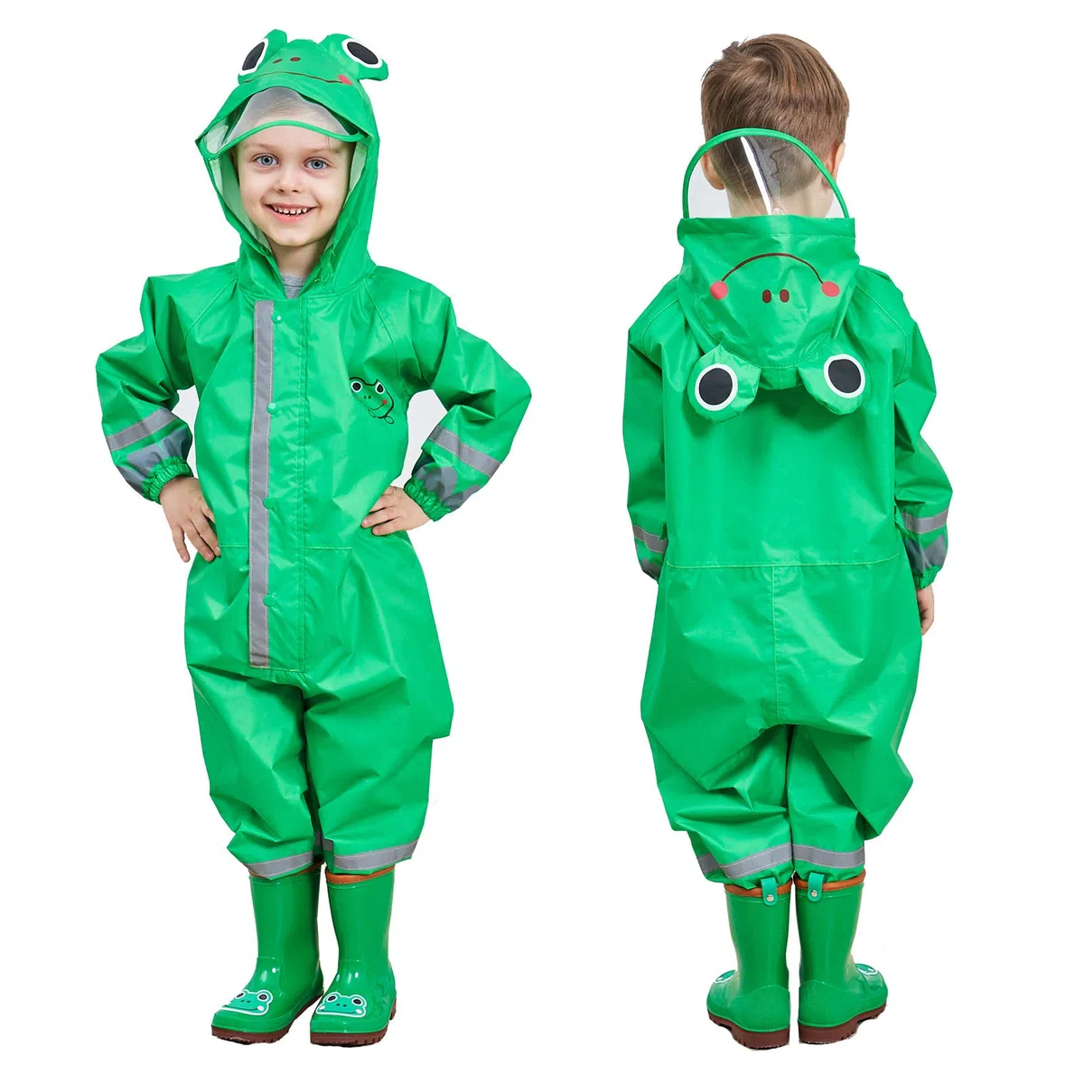JinBei Impermeabile Bambino Pioggia Poncho Antipioggia Tuta Giacca Bambina Bambini Cappuccio Ragazze Ragazzi Animale Modello Portatile Jogging di Un Pezzo Impermeabili Unisex 3-10 Anni