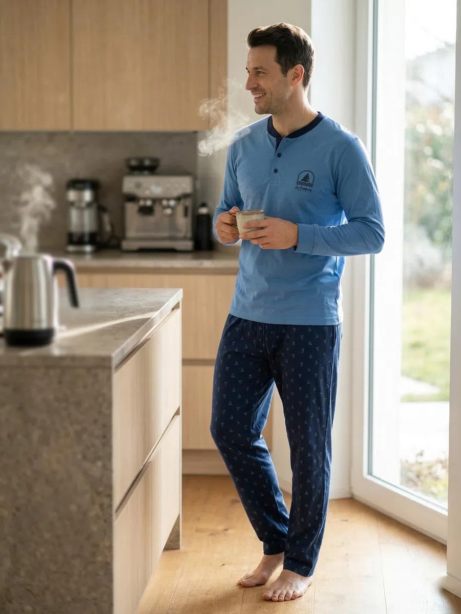 o-day Defonseca Pigiama Uomo Cotone Leggero Lungo Primaverile M-XXL
