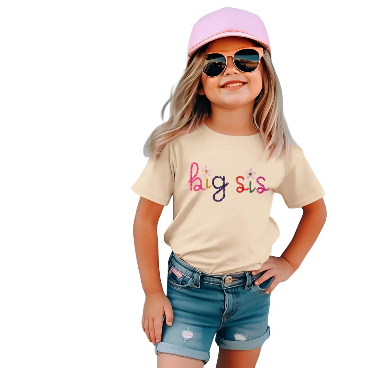 Big Sister Shirt Baby Annuncio per ragazze Tshirt con Big Sis Ricamo Bambino Promosso a Grande Sorella T-Shirt Estate Manica Corta Magliette Dolce Ricamato Cotone Top