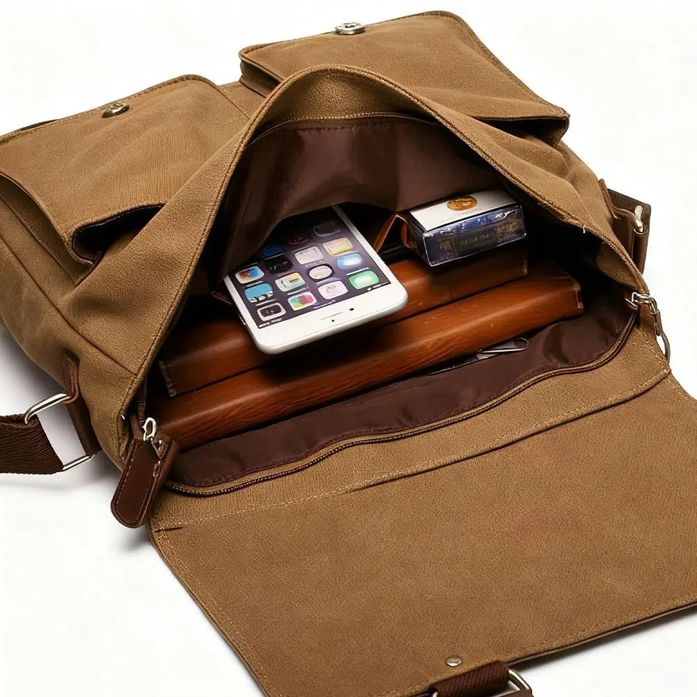 flintronic Borsa Messenger Unisex, Borsa Tracolla in Tela, Casuale Borselli da Uomo, Tasche Multiple e Grande Capacità, per Viaggi All'aperto, Pendolari, Lavoro