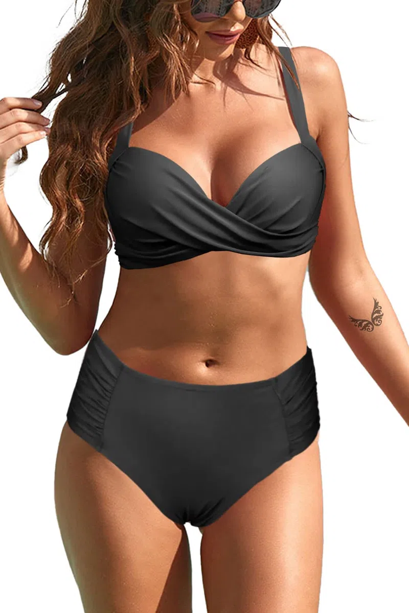 Rayson Donna Bikini a Vita Alta Due Pezzi Swimswear da Bagno Estate Spiaggia Costume Push Up Reggiseno Costumi Nuoto Morbida Stampato