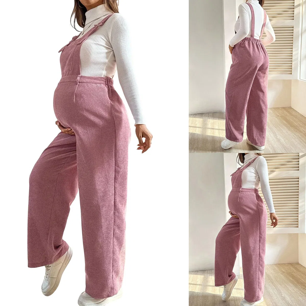 Tuta premaman in morbido velluto a coste, elastica e comoda, per l'inverno, gravidanza, alla moda e da indossare tutti i giorni, in velluto a coste