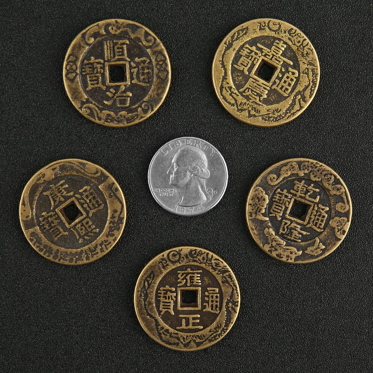 HZMAN Brass Talisman Chinese Lucky Coin Charm Pewter Pendant Necklaces for Wealth and Success
