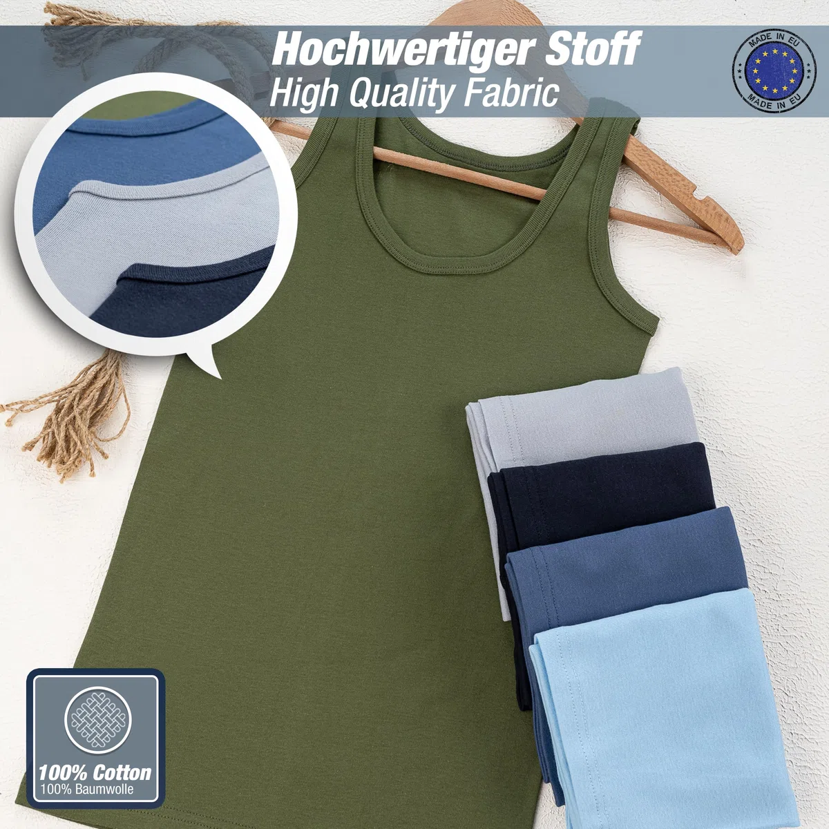 LOREZA ® 5 Ragazzi Biancheria Canottiere Intima 100% Cotone Senza Cuciture Laterali Canotta