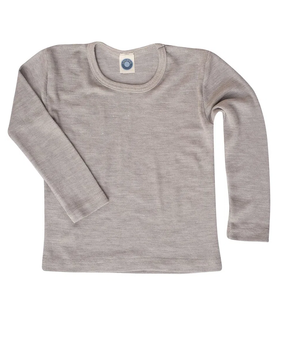 Cosilana, Canottiera da bambino a maniche lunghe, 70% lana (kbT), 30% seta