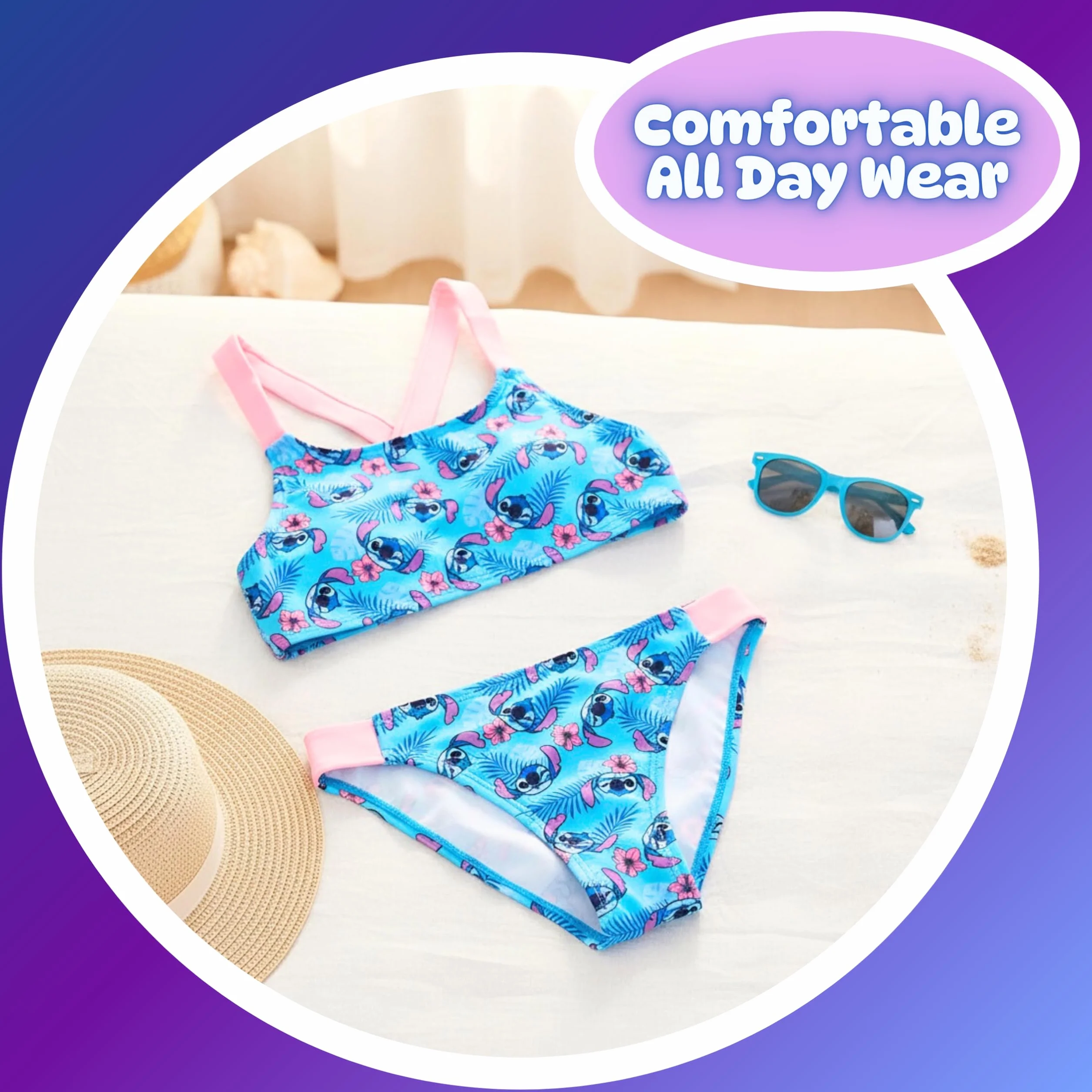 Disney Stitch Bikini per Ragazze, Costume da Bagno Due Pezzi per Bambine e Adolescenti, Taglie 6 ai 12 Anni