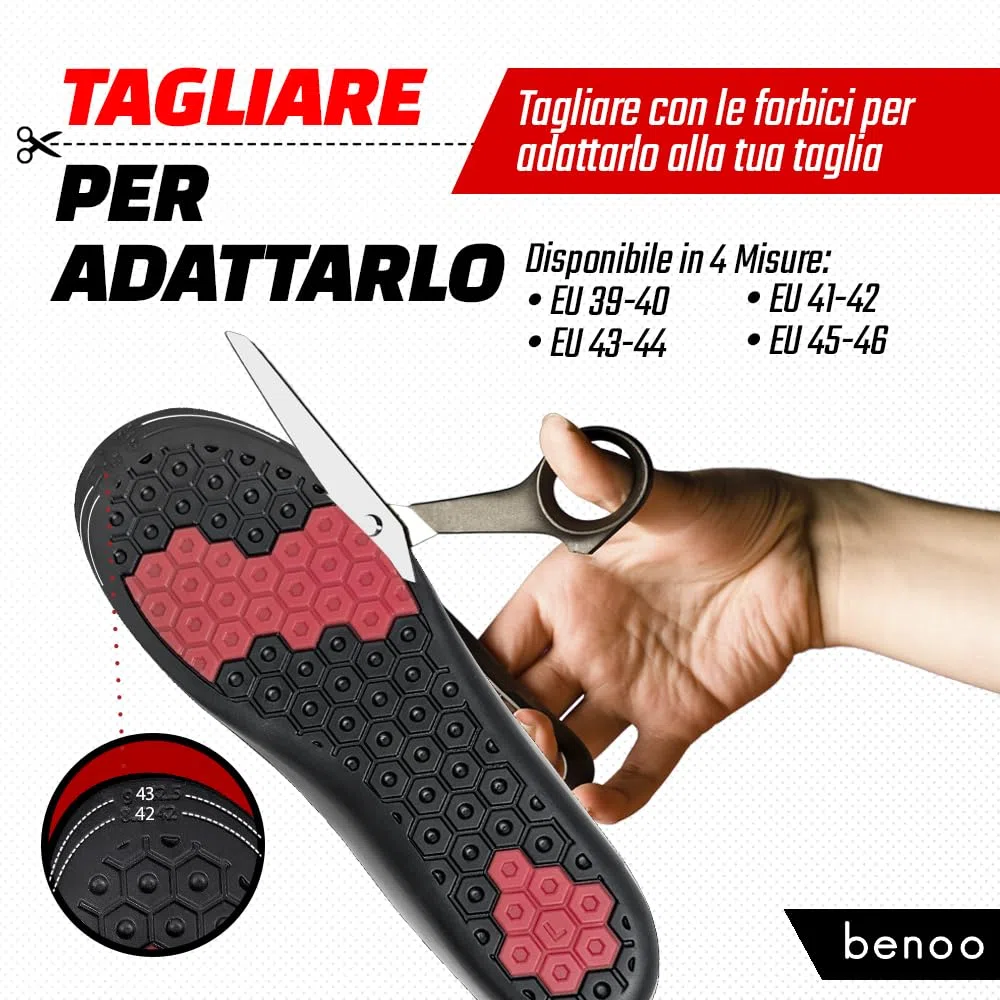 Solette rialzanti per uomo (+2,5 cm) – Tallonette regolabili, comode e ritagliabili per un aumento istantaneo dell'altezza. Rialzi per scarpe con inserti adattabili (43-45)