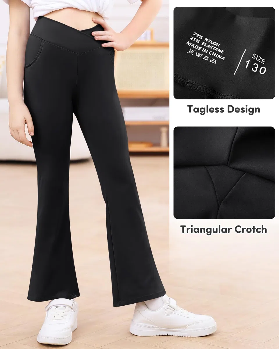 Adorel Flared Leggings Pantaloni Larghi Bootcut Ginnastica Bambina