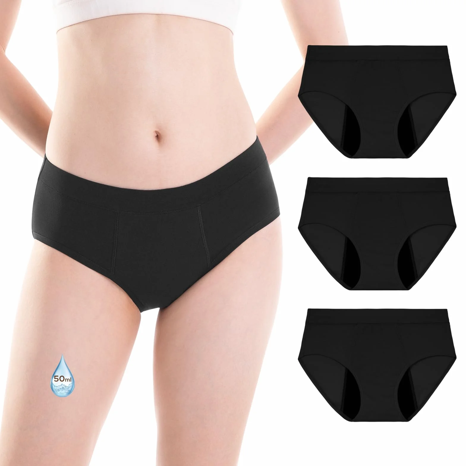 INNERSY Mutande Mestruali Ragazza Flusso Abbondante Slip Ciclo Mestruale Cotone 10-18 Anni Pacco da 3