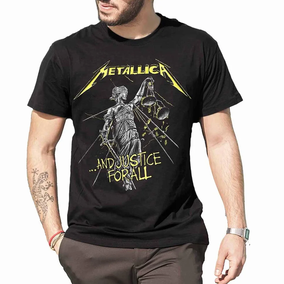 Metallica T-Shirt And Justice for all. Maglietta Rock Ufficiale. Band Heavy Metal. Maglia Unisex Adulto Ragazzo.