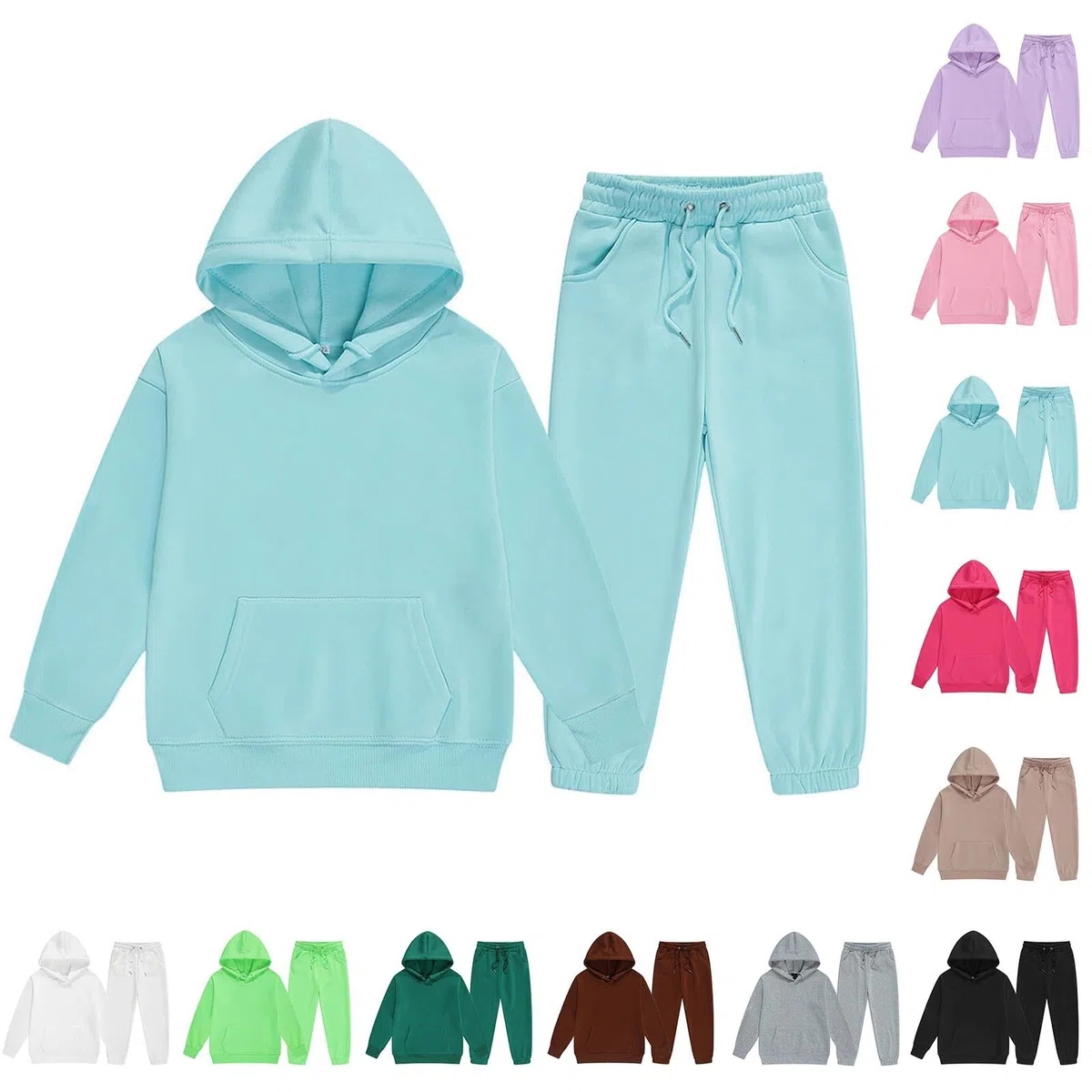 Generico Tuta Bambina Con Felpa Con Cappuccio E Joggers, Abbigliamento Sportivo In Cotone Bambini Ragazzi Tuta Felpa con Cappuccio e Jogging Pantaloni 2 Pezzi Tute da Sportivo per 2-13 Anni