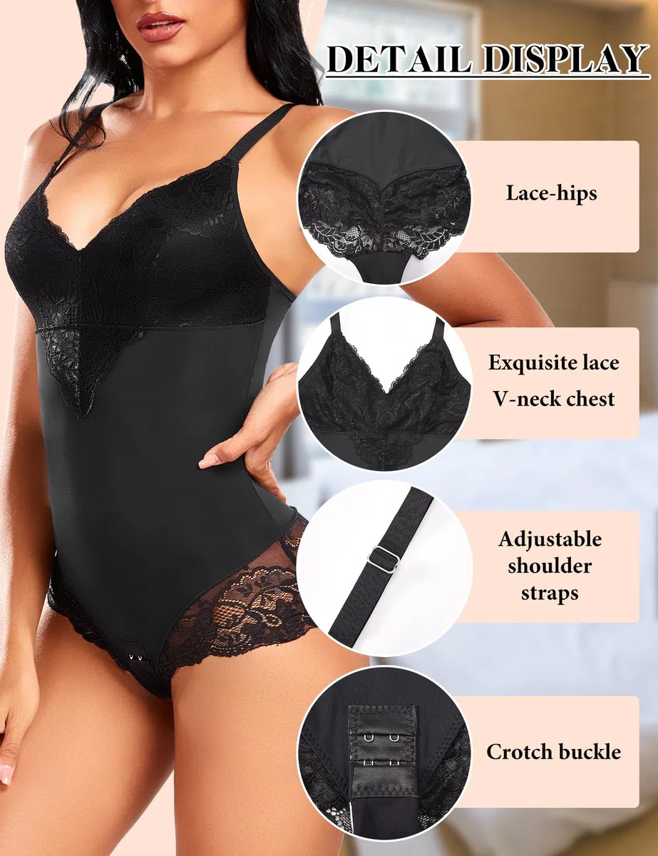 Body Contenitivo Modellante Donna Pizzo Bodysuit Shapewear Contenitivo Intimo Snellente Modellante Shapewear Pancia Piatta Invisibile Body Shaper