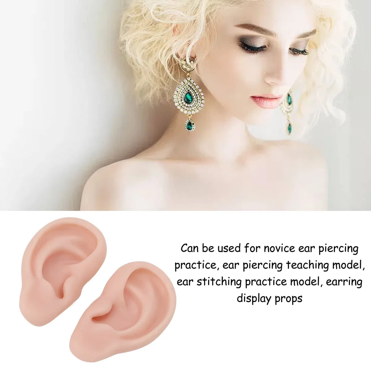Orecchio finto 1 paio di orecchini in silicone modello morbido flessibile simulazione orecchio modello per orecchini visualizzazione orecchio piercing esercizio (2)
