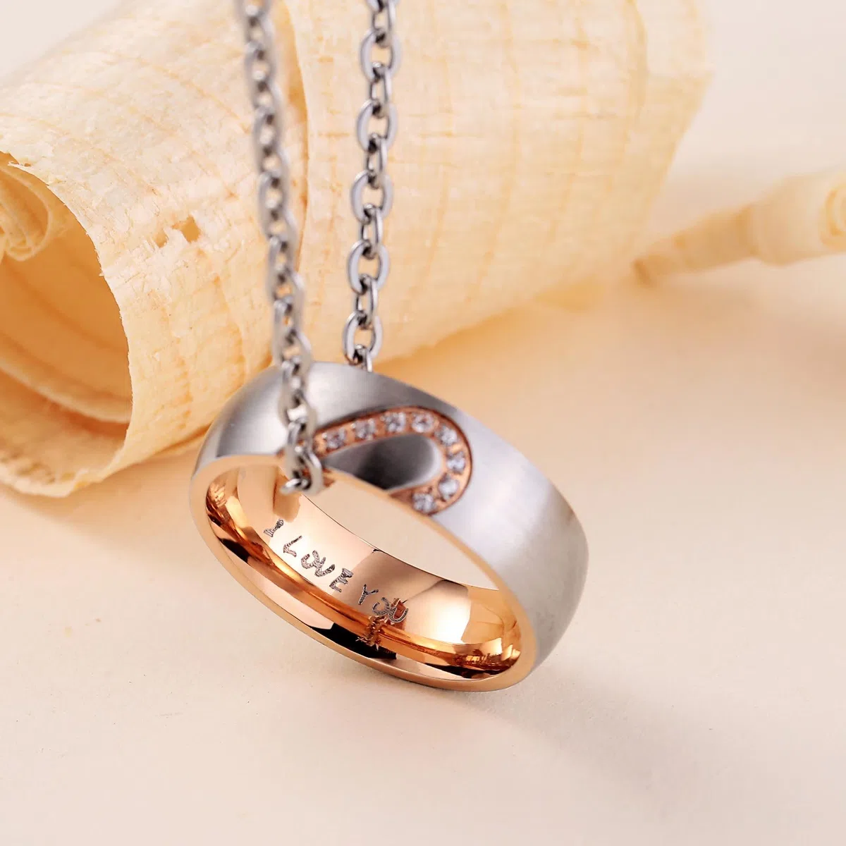 Collana Donna e Uomo, 6MM I Love You Acciaio Inossidabile Anello Collane Pendente Cuore, Collana Coppia Incisione Personalizzata