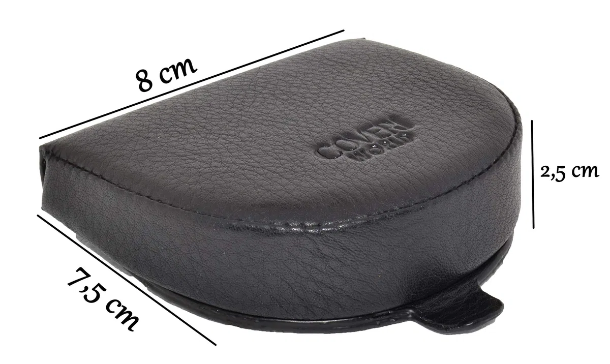 COVERI WORLD Portamonete Uomo in Vera Pelle Nera, Tacco Porta Euro con 2 Tasche, Chiusura a Incastro, Compatto