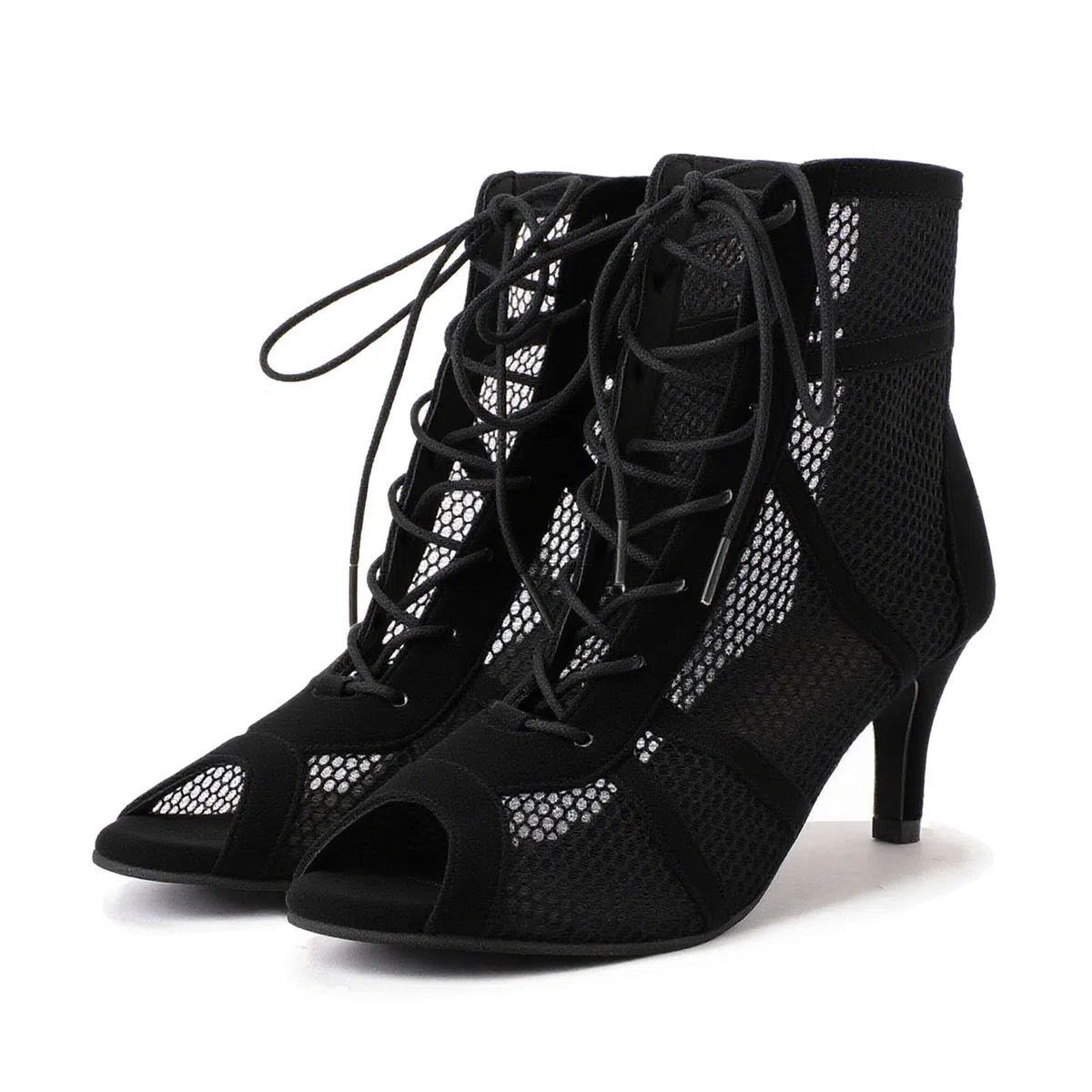 Heels Dance Class Bootie Scarpe da Ballo Donna con Tacco, Alto Sexy in Rete Eleganti Decollete Scarpe Tacco Donna, Punta Aperta con Lacci 7/10 cm per Dance Performance