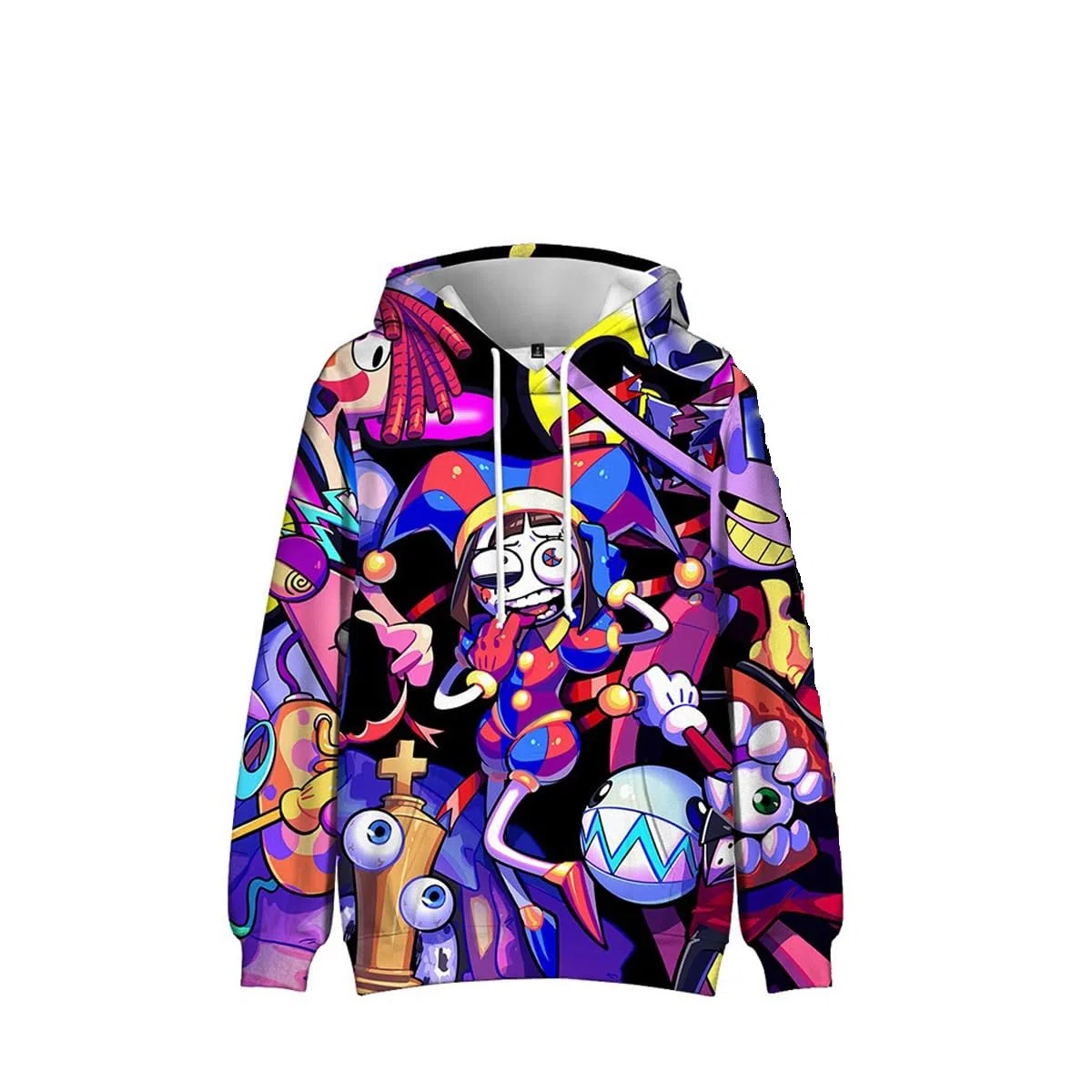 Felpa con cappuccio da uomo a maniche lunghe con stampa di cartoni animati con The Amazing Digital Circus Letters Print Blue Sweater Hoodies